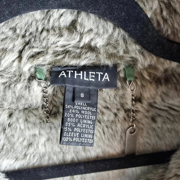 Athleta Womens Small Wool Blend Faux Fur Lined Hooded Coat Gray - Picture 5 of 11